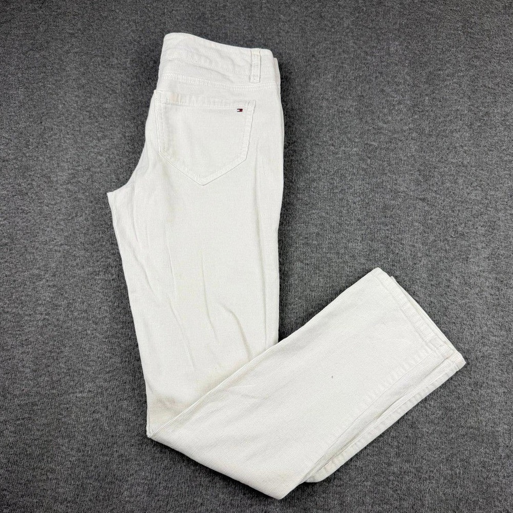 Tommy Hilfiger Women Cream Corduroy Straight Leg Pants Size 0 Off White